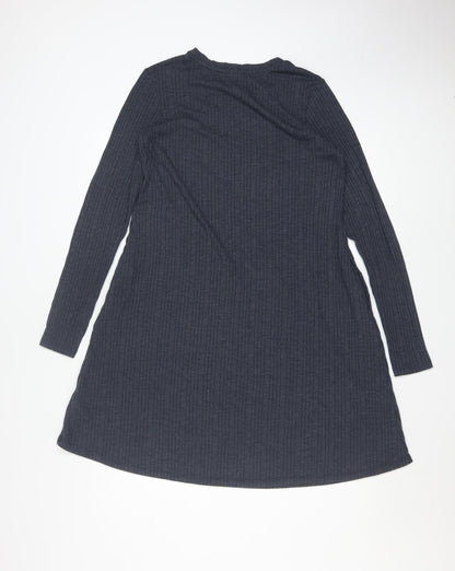 Marks and Spencer Women Grey Size 10 A-Line Long Sleeve Knit Dress