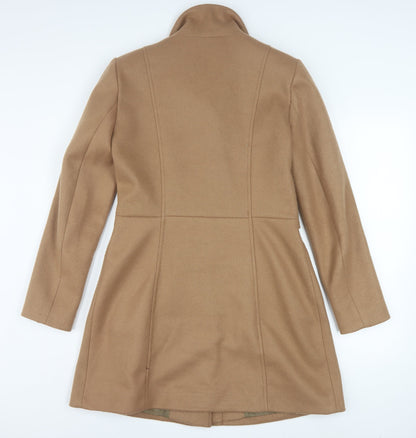 Oasis Women's Beige Mid-Length Coat Small Classic Lined Wool Blend