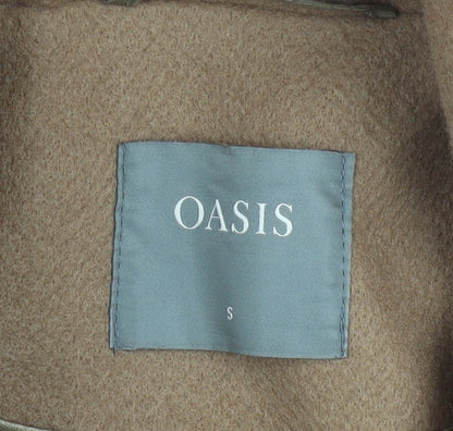 Oasis Women's Beige Mid-Length Coat Small Classic Lined Wool Blend
