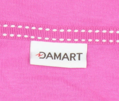 Damart Women's Pink Cotton Polo Shirt UK 14/16 Short Sleeve Striped Trim