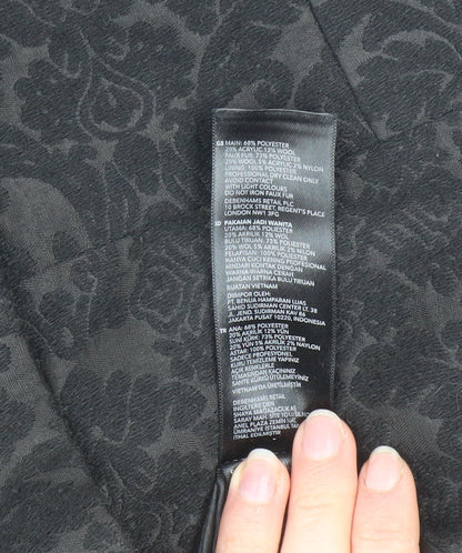 Principles by Ben de Lisi Women's Black Faux Fur Collar Long Coat Size 14 Petite