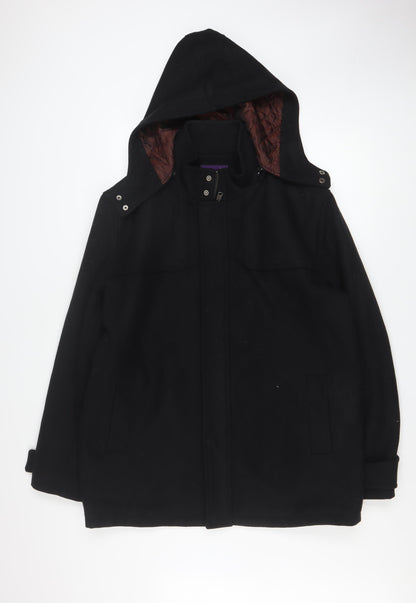 Mens UK Size L Michel René Black Parka Coat