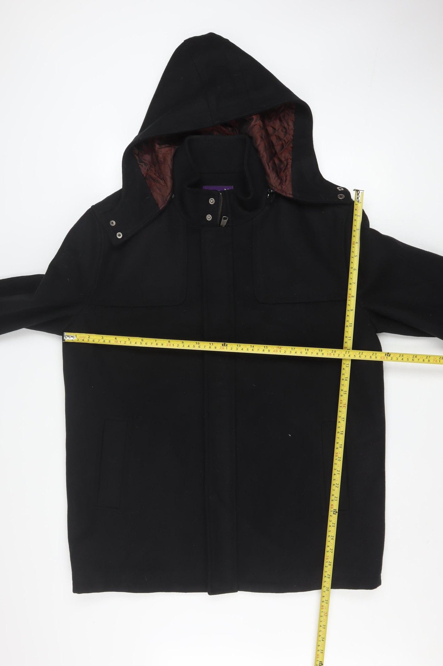 Mens UK Size L Michel René Black Parka Coat