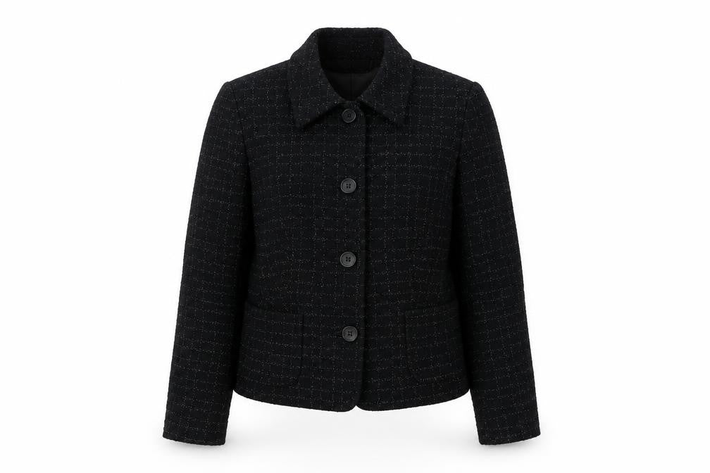 Debenhams Women’s Black Tweed Blazer Size 16 Lined Business Jacket