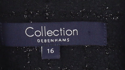 Debenhams Women’s Black Tweed Blazer Size 16 Lined Business Jacket
