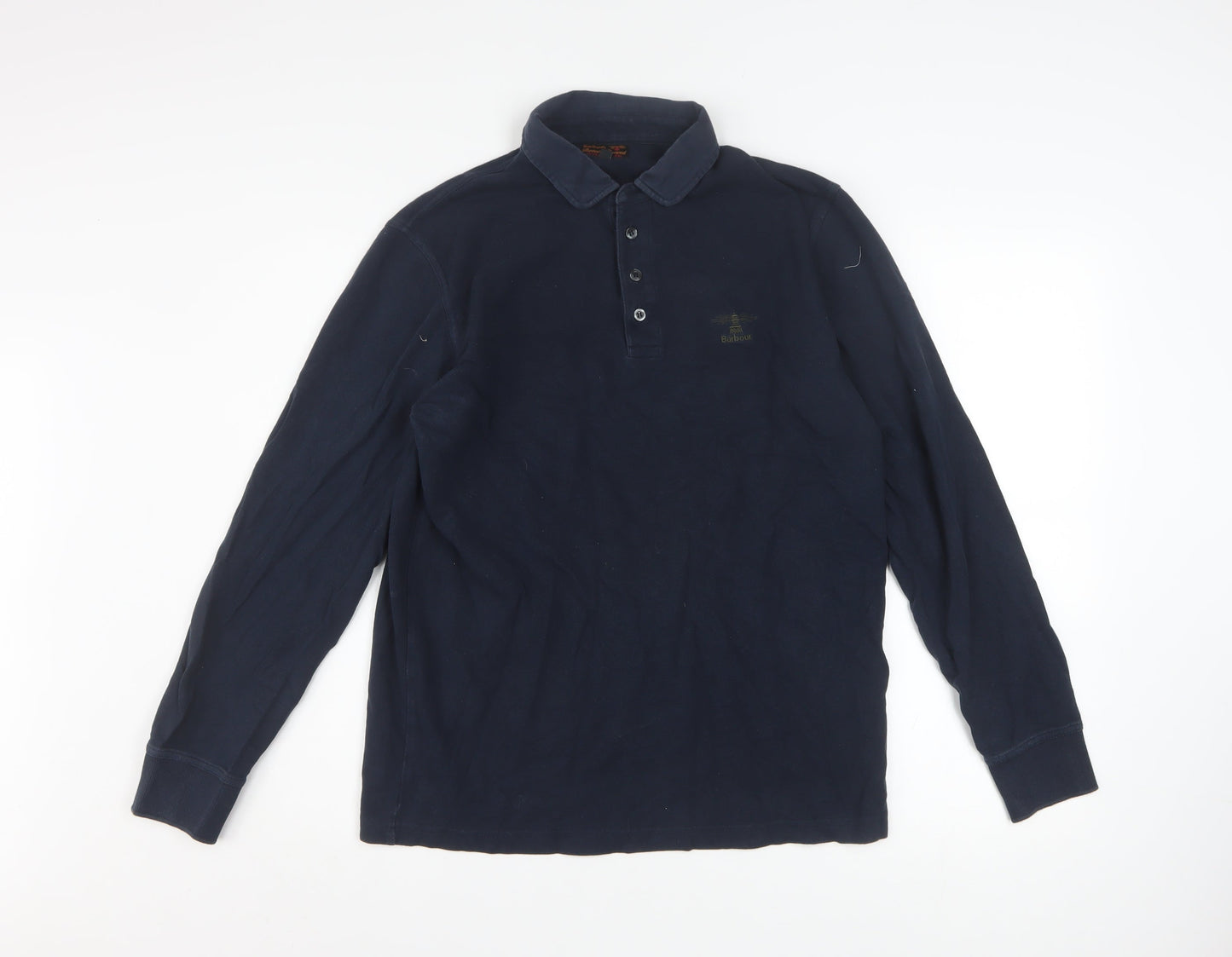 Barbour Beacon Brand Mens Blue L Long Sleeve Cotton Polo Shirt