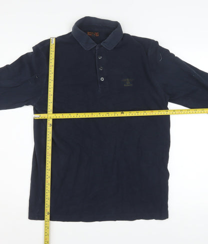Barbour Beacon Brand Mens Blue L Long Sleeve Cotton Polo Shirt