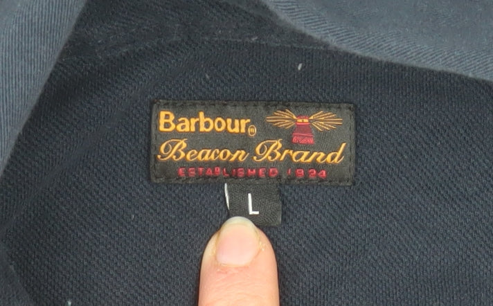 Barbour Beacon Brand Mens Blue L Long Sleeve Cotton Polo Shirt