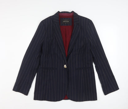 River Island Women's Blue Pinstripe Blazer Size 10 Business Style