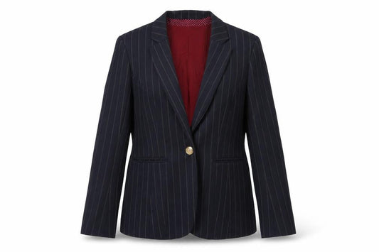 River Island Women's Blue Pinstripe Blazer Size 10 Business Style