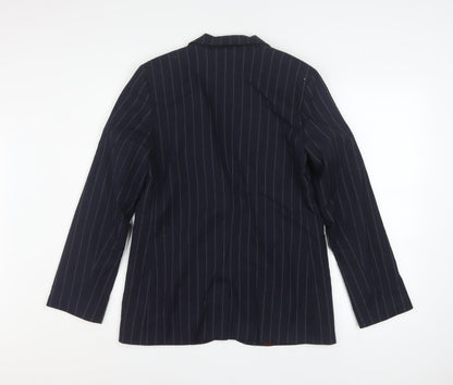 River Island Women's Blue Pinstripe Blazer Size 10 Business Style