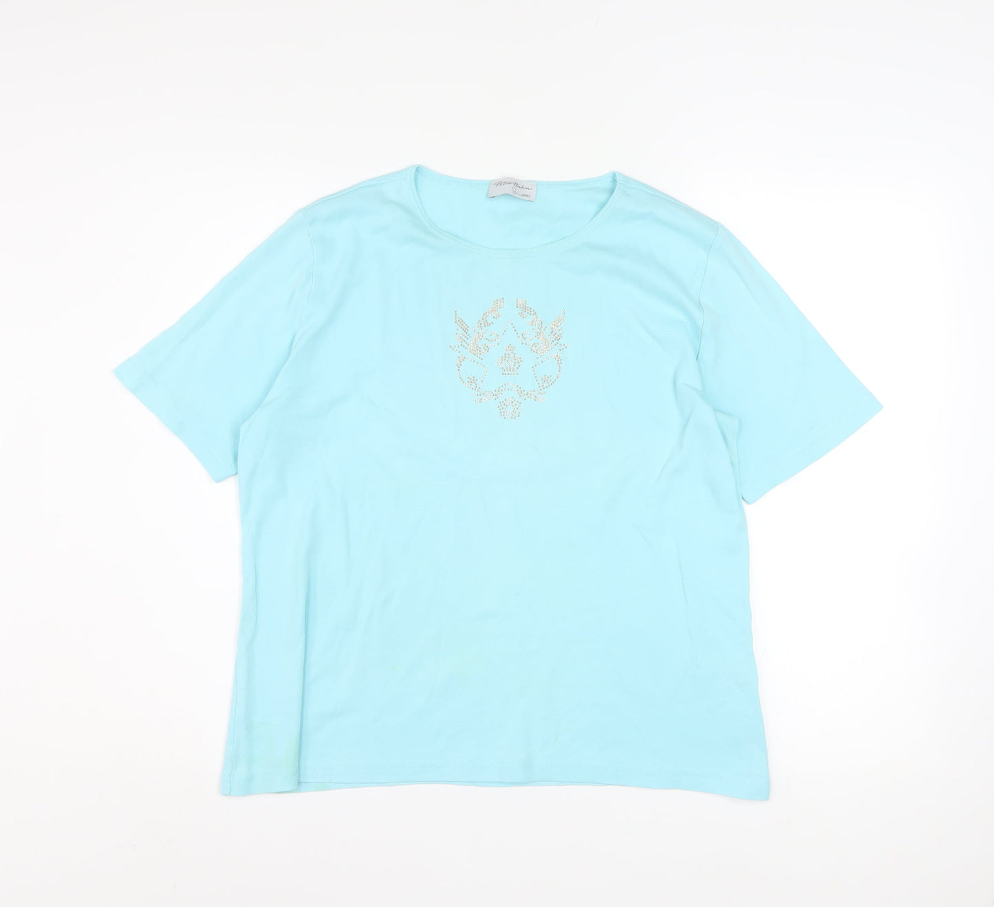 Womens UK Size 18 Peter Hahn Blue Basic T-Shirt