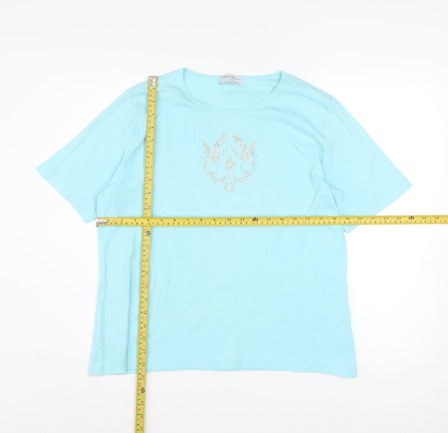 Womens UK Size 18 Peter Hahn Blue Basic T-Shirt