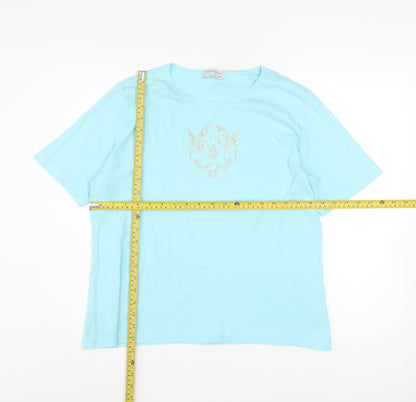 Womens UK Size 18 Peter Hahn Blue Basic T-Shirt