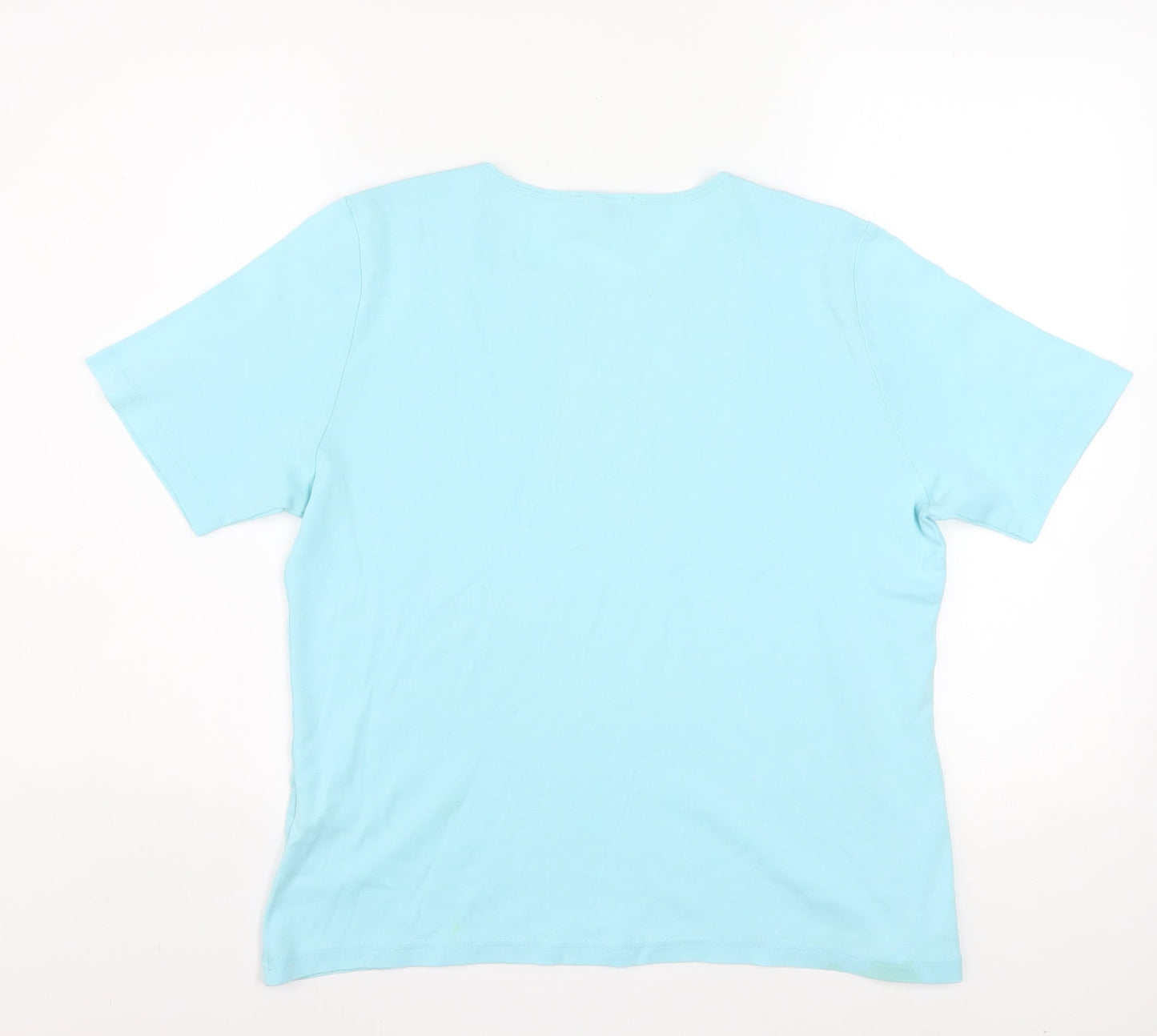 Womens UK Size 18 Peter Hahn Blue Basic T-Shirt