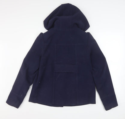 Miss Selfridge Women's Blue Hooded Duffle Coat Size 6