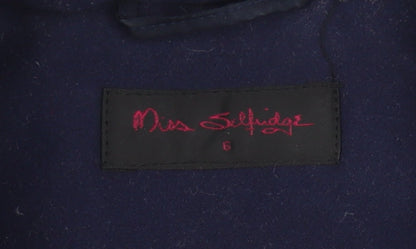 Miss Selfridge Women's Blue Hooded Duffle Coat Size 6