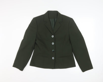 Richards Womens Green Petite Size 8 Classic Blazer Jacket