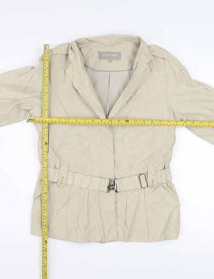Jigsaw Women Beige Belted Short Trench Coat Jacket Size 10