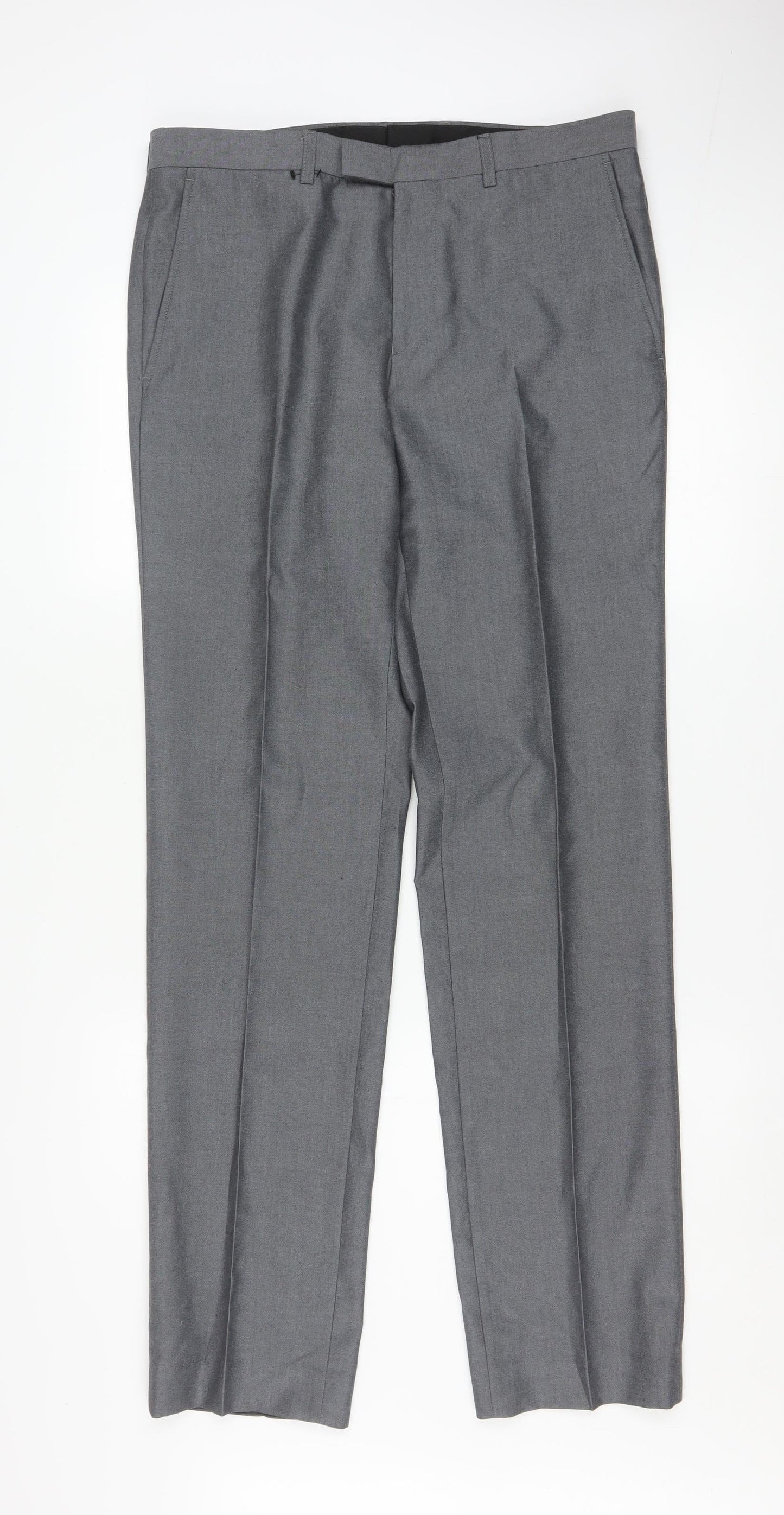 Mens UK Size 32 Marks and Spencer Regular Fit Dress Pants Grey Trousers