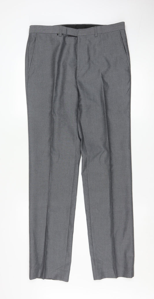 Mens UK Size 32 Marks and Spencer Regular Fit Dress Pants Grey Trousers