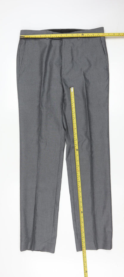 Mens UK Size 32 Marks and Spencer Regular Fit Dress Pants Grey Trousers