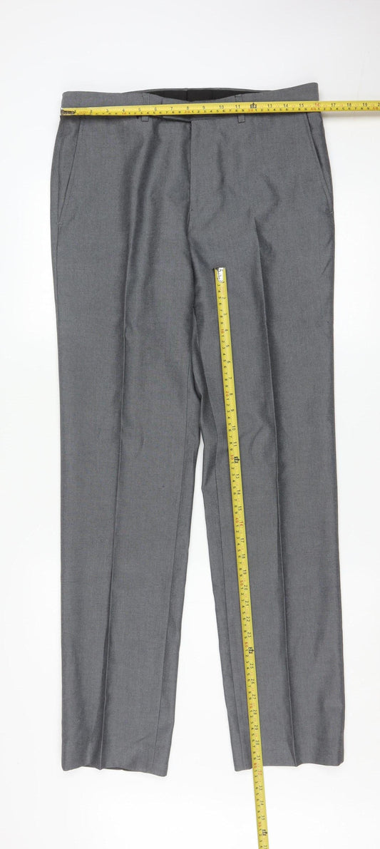 Mens UK Size 32 Marks and Spencer Regular Fit Dress Pants Grey Trousers
