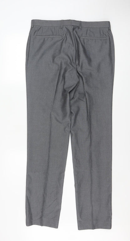Mens UK Size 32 Marks and Spencer Regular Fit Dress Pants Grey Trousers