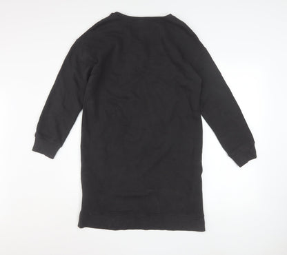 Next Girls Black Sequin Rainbow Sweatshirt 13 Years Pullover Fleece