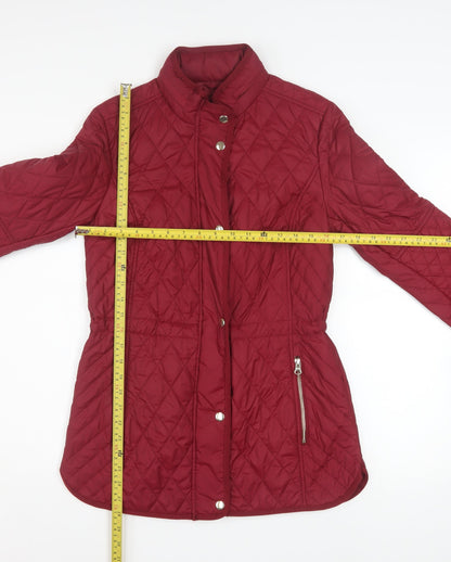 Womens UK Size 8 Marks and Spencer Red Quilted Coat