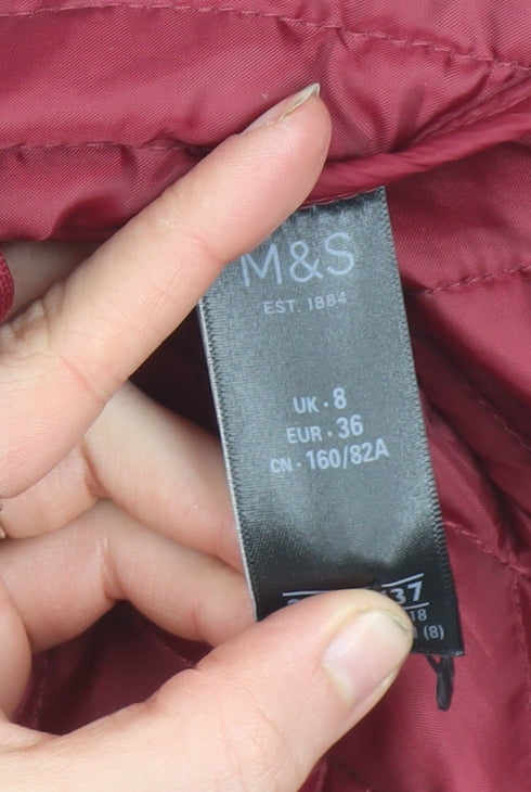 Womens UK Size 8 Marks and Spencer Red Quilted Coat