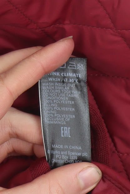 Womens UK Size 8 Marks and Spencer Red Quilted Coat