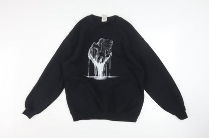 Mens UK Size M Gildan Black Pullover Sweatshirt