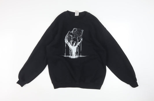 Mens UK Size M Gildan Black Pullover Sweatshirt