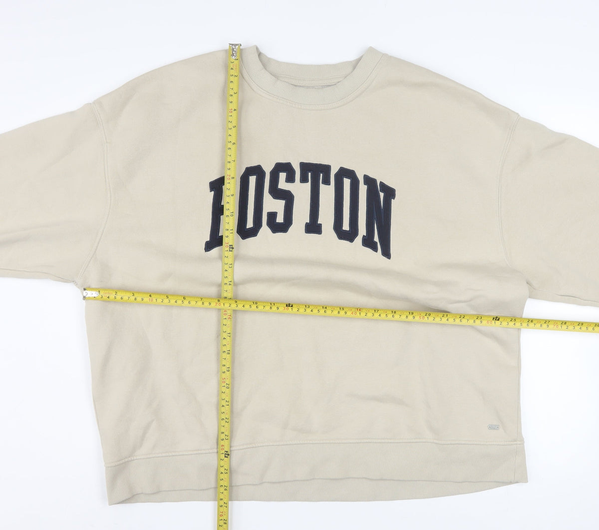 Pull&Bear Teens Beige Boston Pullover Sweatshirt XL Cotton Blend