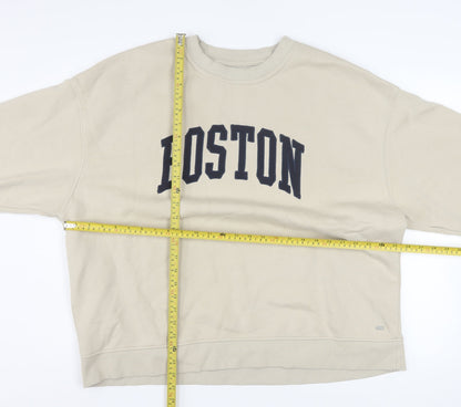 Pull&Bear Teens Beige Boston Pullover Sweatshirt XL Cotton Blend