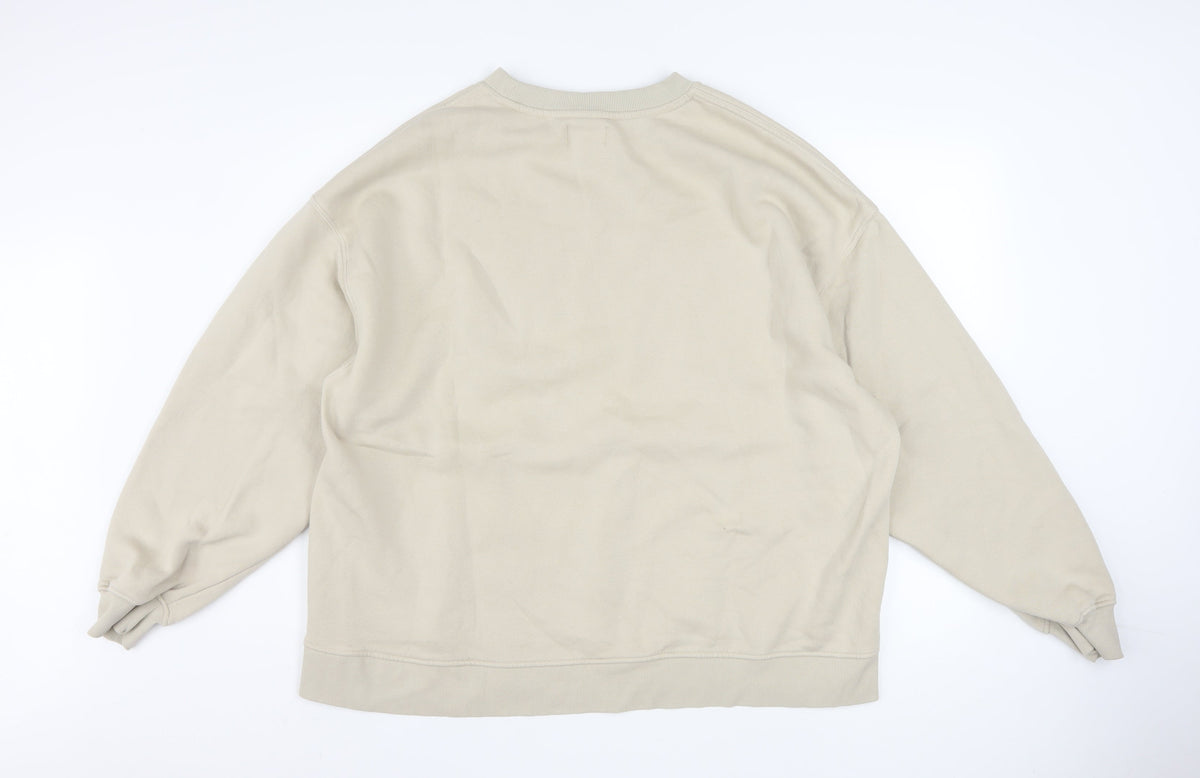 Pull&Bear Teens Beige Boston Pullover Sweatshirt XL Cotton Blend
