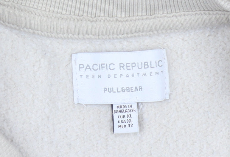 Pull&Bear Teens Beige Boston Pullover Sweatshirt XL Cotton Blend