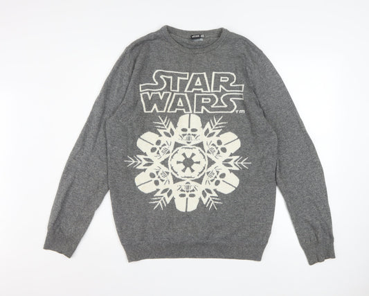 Mens UK Size M TU Grey Pullover Jumper