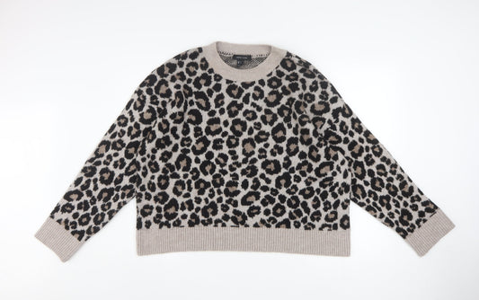 New Look Women’s Beige Leopard Print Pullover Jumper L