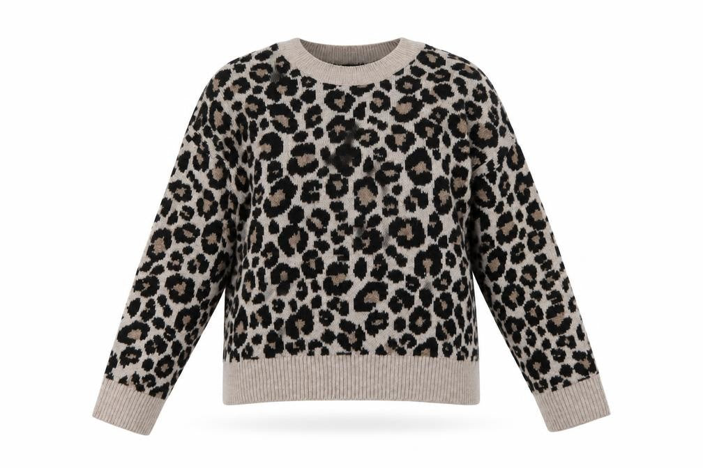 New Look Women’s Beige Leopard Print Pullover Jumper L
