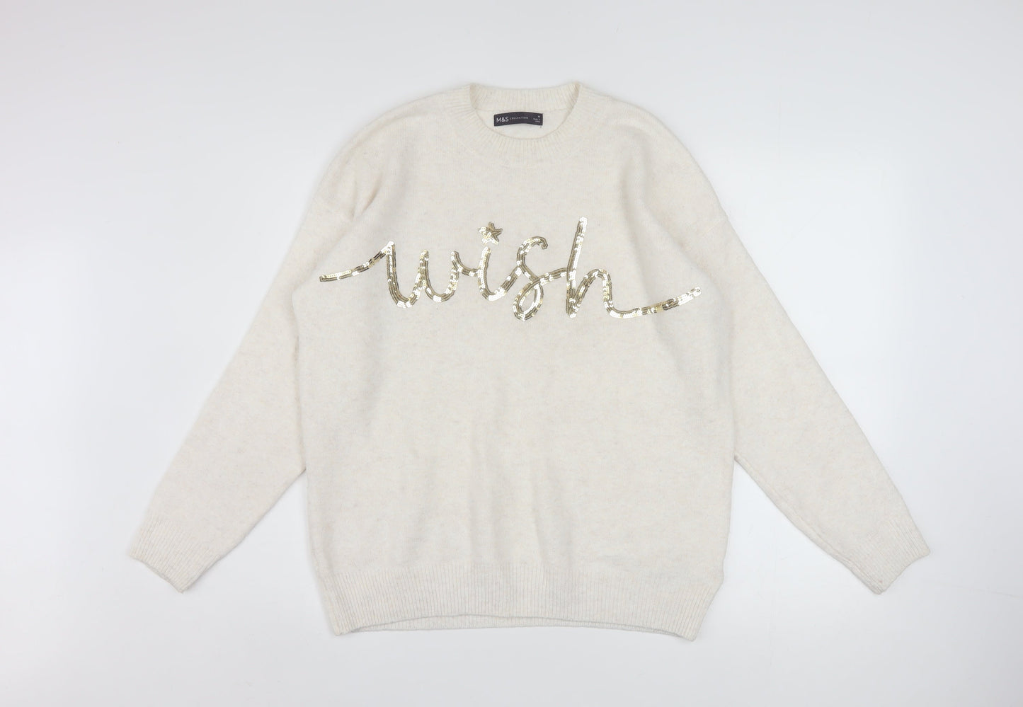 Womens UK Size M Marks and Spencer Ivory Pullover Jumper