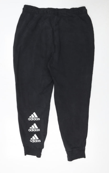 Adidas Women Black L Jogger Sweatpants 77% Cotton Drawstring