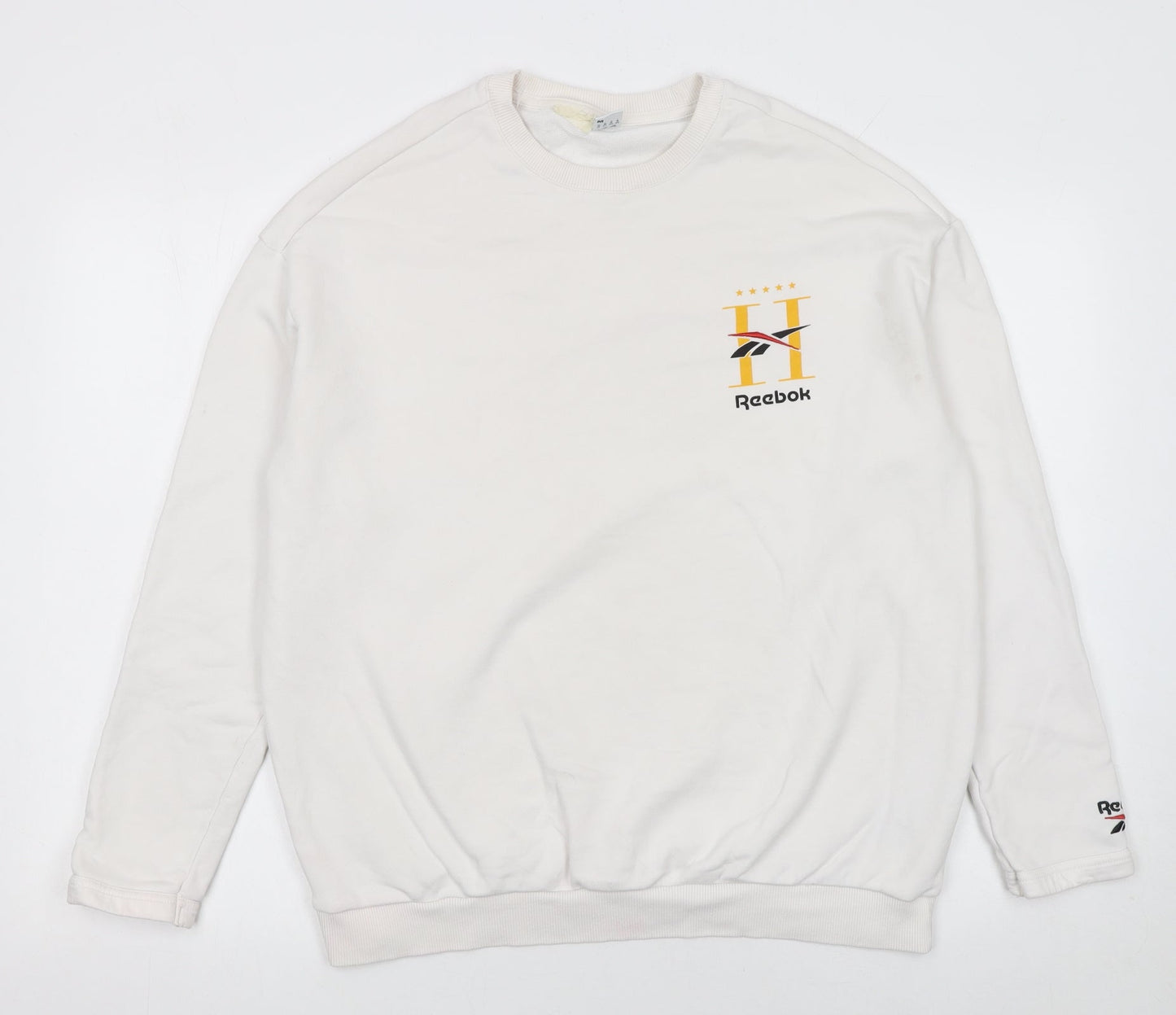 Womens UK Size M Reebok White Pullover Sweatshirt
