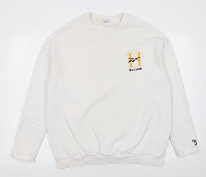 Womens UK Size M Reebok White Pullover Sweatshirt