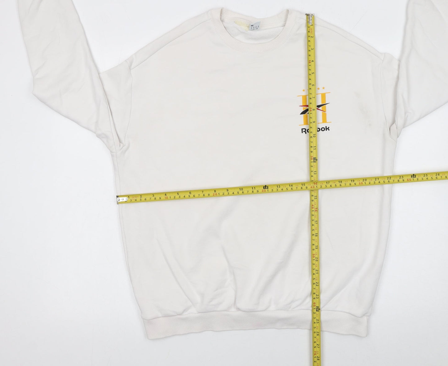 Womens UK Size M Reebok White Pullover Sweatshirt