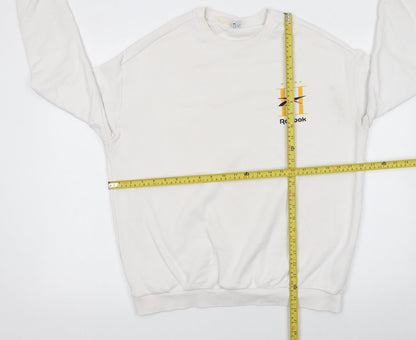 Womens UK Size M Reebok White Pullover Sweatshirt