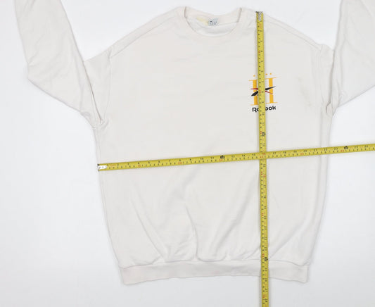 Womens UK Size M Reebok White Pullover Sweatshirt
