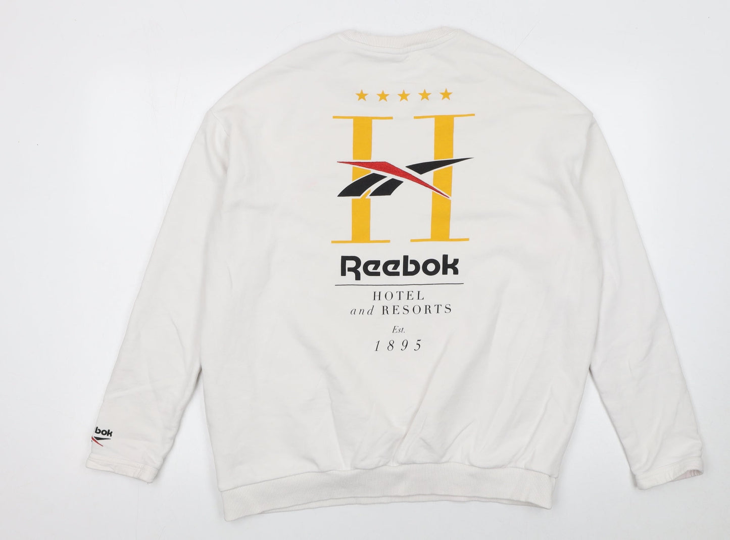 Womens UK Size M Reebok White Pullover Sweatshirt