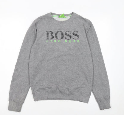 Hugo Boss Boys Grey Logo Pullover Sweatshirt 16 Years Regular Fit